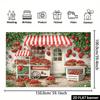 2D Cute Strawberry Market Backdrop, Fresh Fruit Storefront Wall Decor for Home