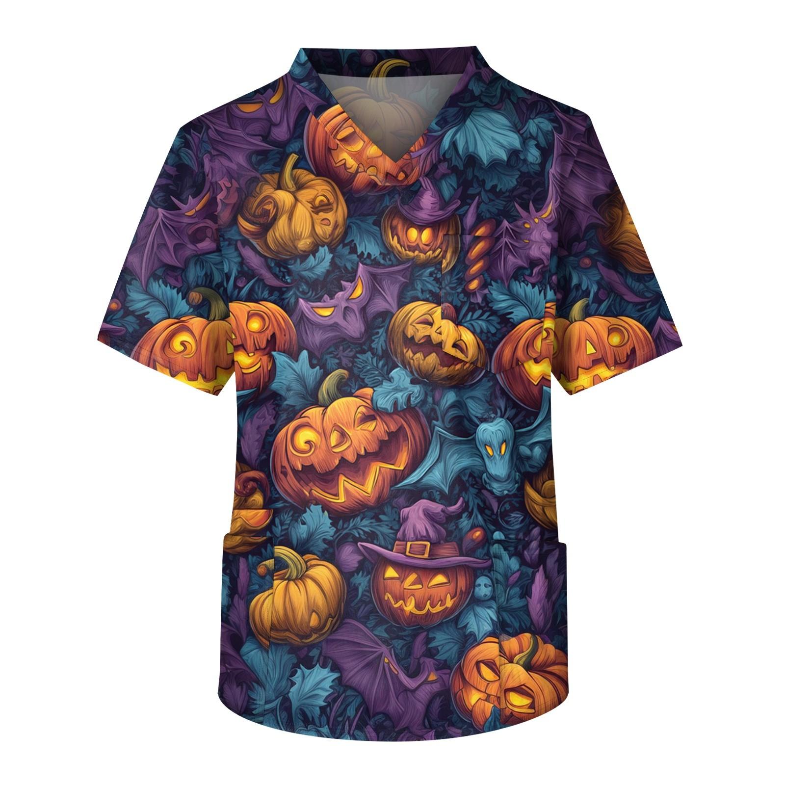 

Мужской топ с короткими рукавами и v-образным вырезом на Хэллоуин с принтом на груди и карманом для ухода за кожей XXXXXL