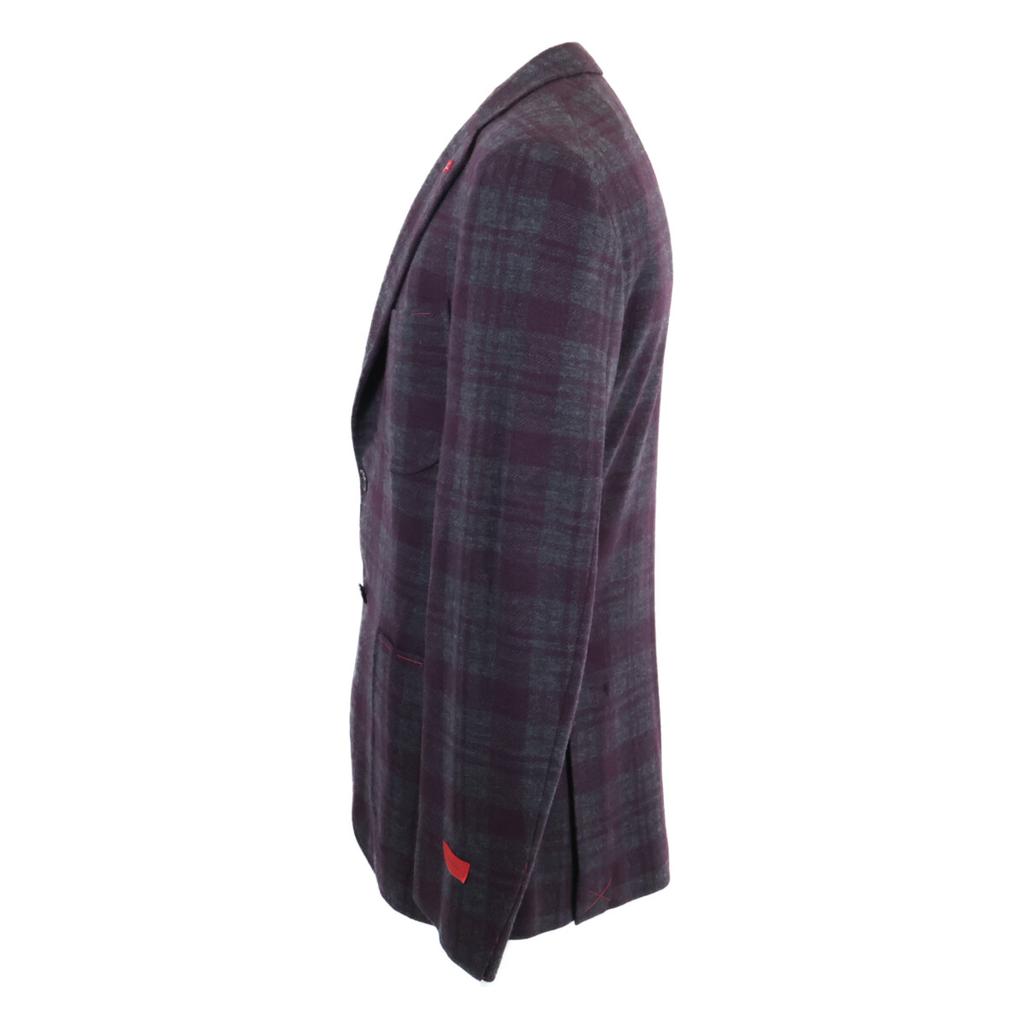 ISAIA 007704 Checked Tailored Knit Jacket Jacket 44 BordeauxUsed