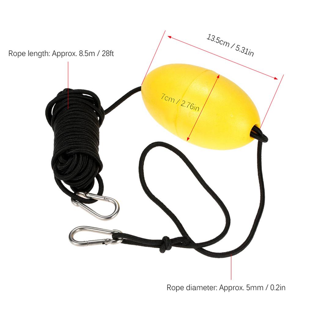 1pc Kayak Drift Anchor Tow Rope Tow Line 9.1m   30ft Long Nylon Rope Stainless Steel Clips Kayak Accessory