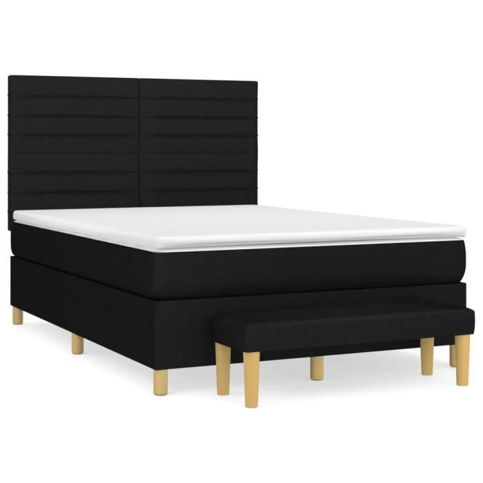 3137239 vidaXL Divan-lit Tapissier Avec Matelas Noir 140x200 Cm Tissu