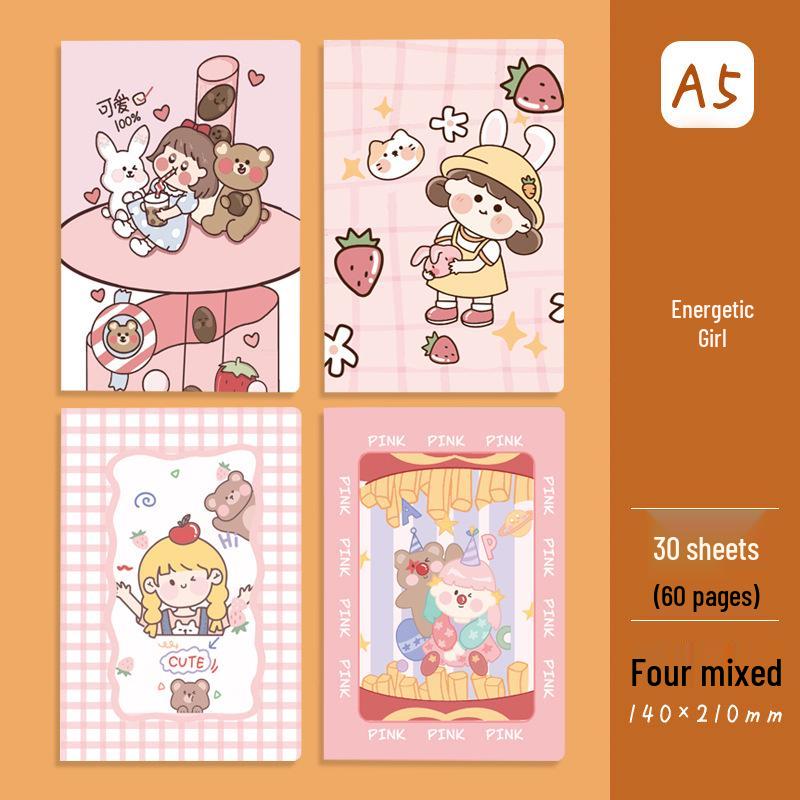 Cartoon Cute A5 Soft Cover Notebook - Stitch-Bound Diary for Elementary Students