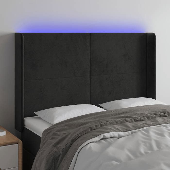 VidaXL LED Headboard Bedroom Furniture Double Bed Accessory Head of Bed Frame Interior Black 3123818