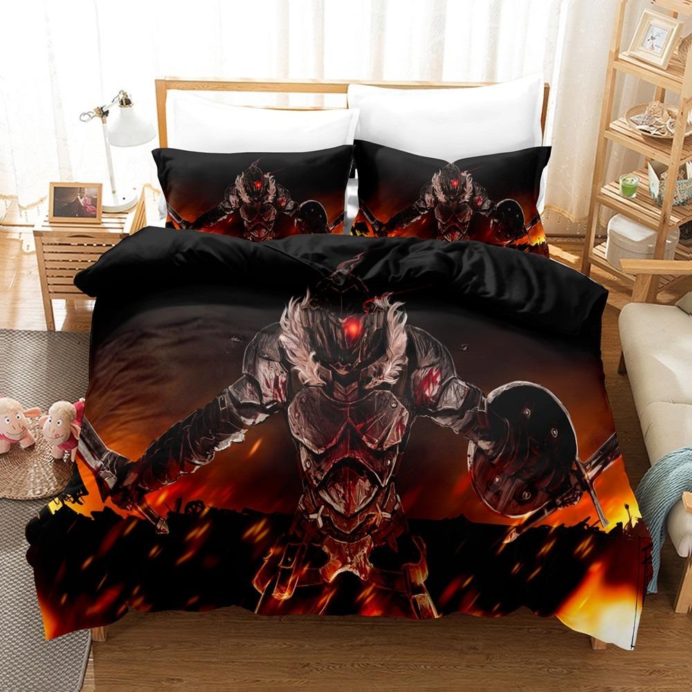Anime Goblin Slayer Bedding Set Duvet Cover Pillowcase Queen King Size Lovely Bedclothes For Kids Adults Bedroom Decor