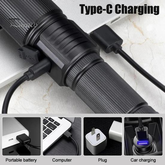 UV Flashlight 395nm Black Light USB Rechargeable Zoom Function Waterproof Portable Ultraviolet Torch Light
