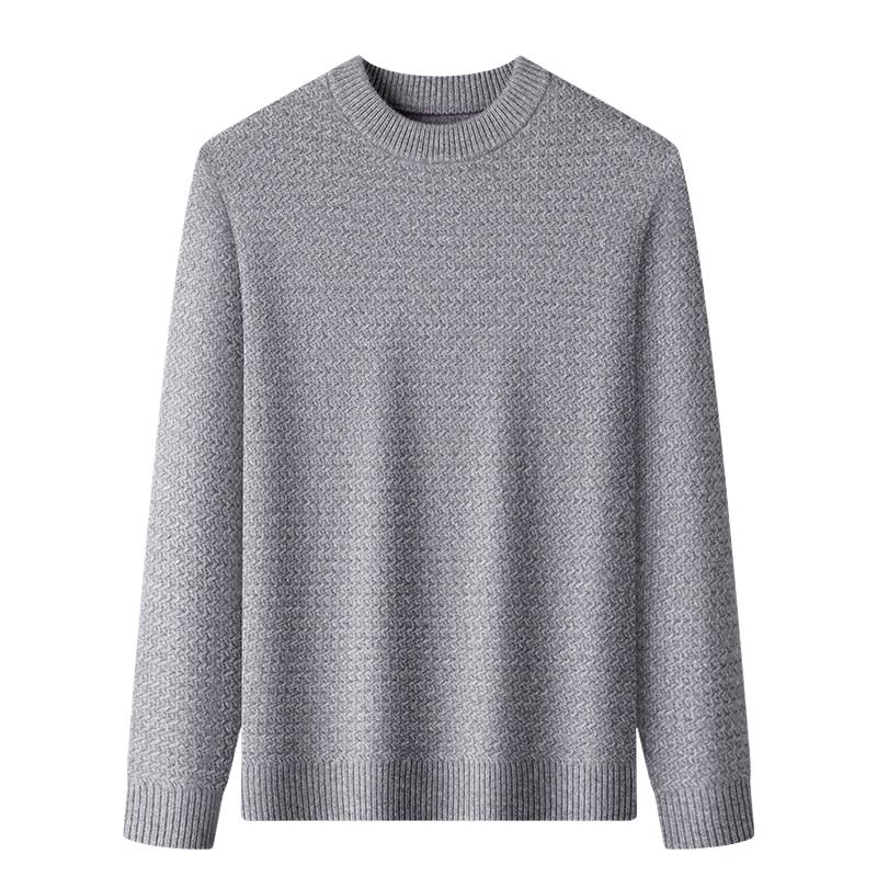 Hengyuanxiang Men's Pure Cashmere Crew Neck Knitted Sweater