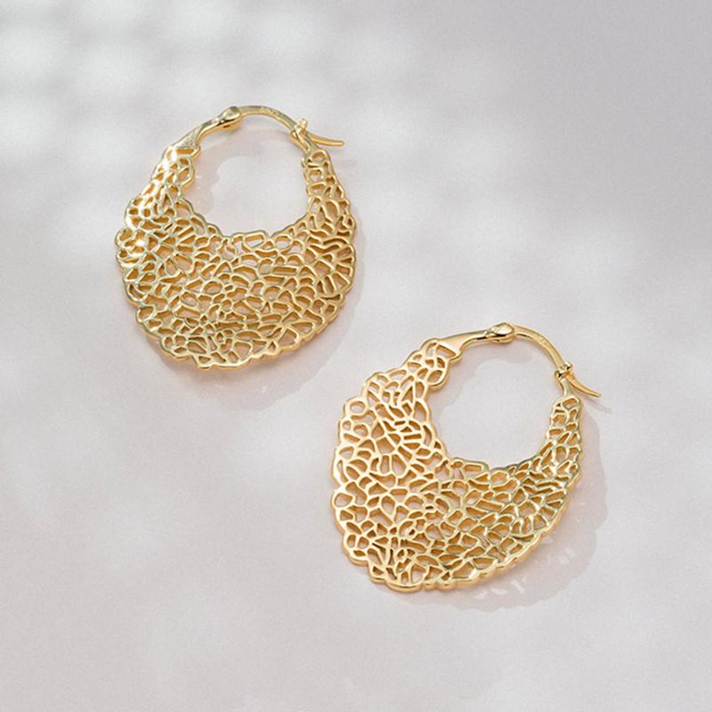 2026 Sujue Retro Niche Design High-end New Chinese Earrings Femininity Retro Exaggerated Earrings Hollow Earrings
