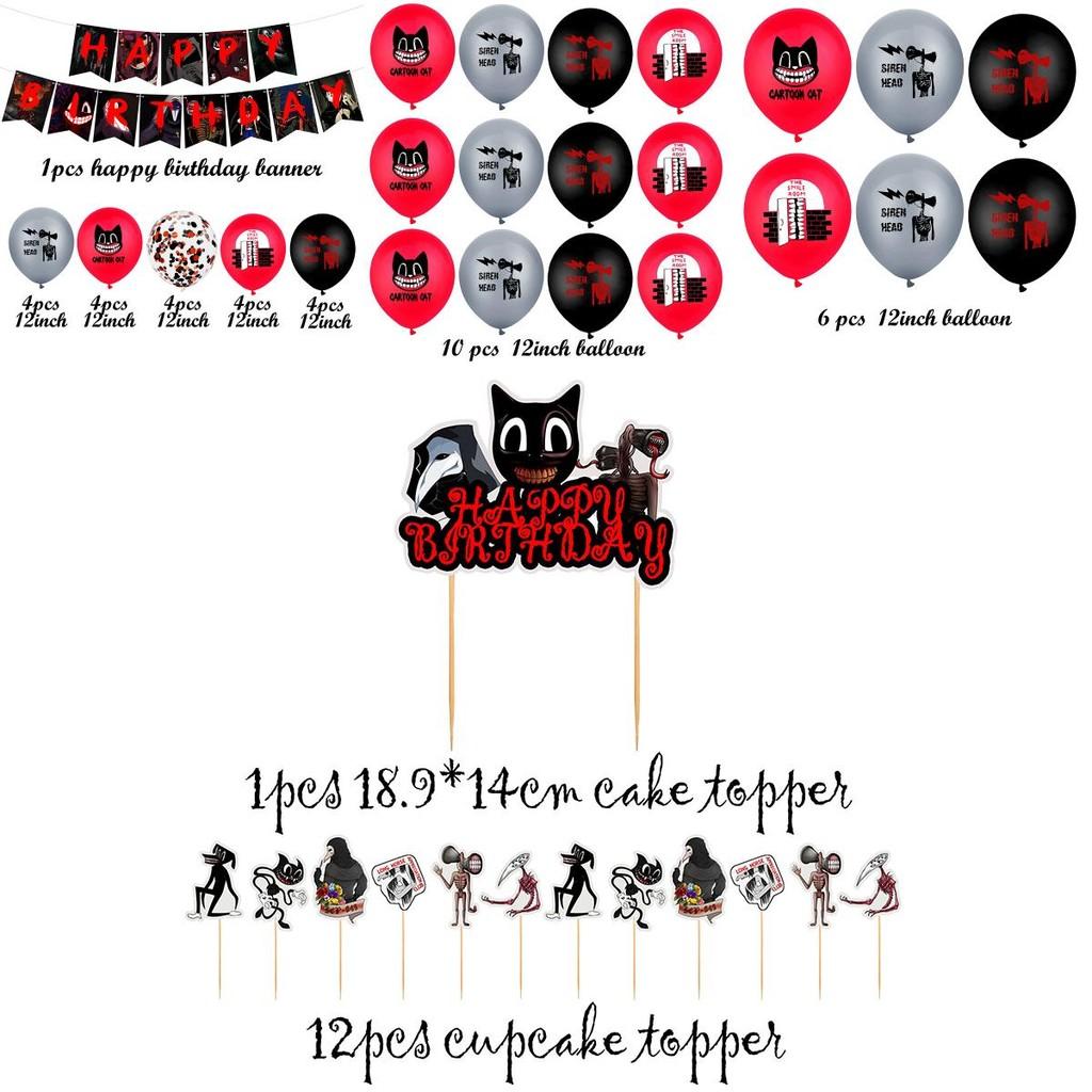 Vivid Siren Head Cartoon Cat Horror Theme Birthday Party Balloon Decorations