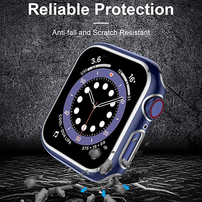 360 Full Screen Protector Bumper Frame Matte Hard Case For Apple Watch 8/7/6/SE/5 Cover Tempered Glass for IWatch 42/44/41/45mm