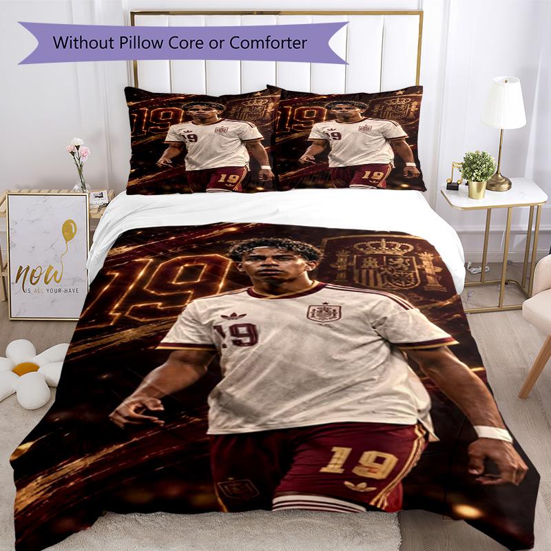 Lamine Yamal Barcelona Jubiläums Bettwäsche Set, Weiche Bettwäsche für Schlafzimmer Heimdekoration, Perfektes Geschenk für Fußballfans, Atmungsaktiver Bettbezug mit P