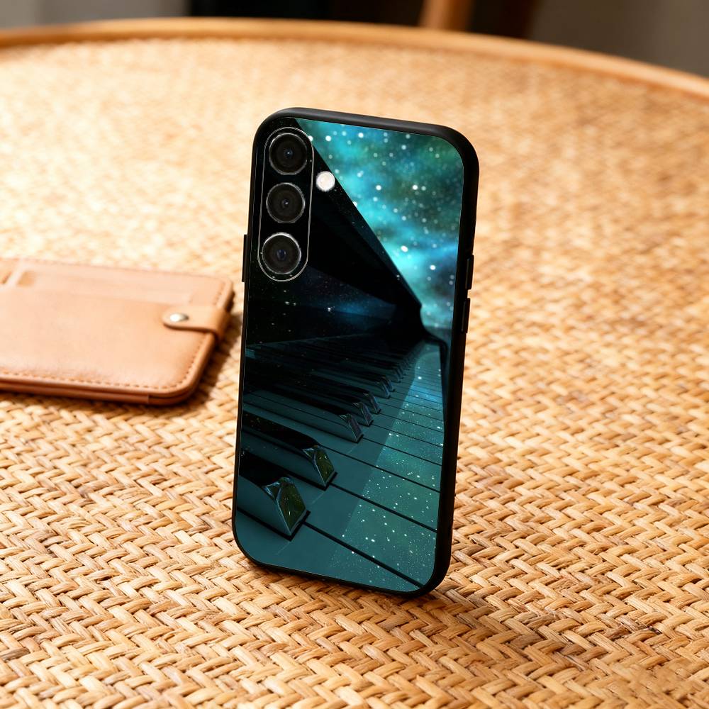 P-Piano Vibe Phone Case For Samsung  A73,72,71,A52,51,40,41,A22,A32,31,A13, Soft Black Shell