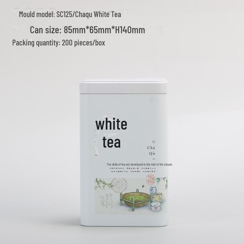 Universal Tea Storage Tin: Square Iron Box, 125g Capacity for White, Black, or Green Tea, Airtight and Empty.