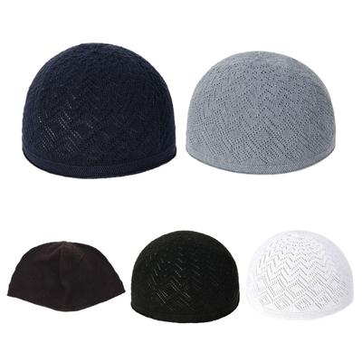Kufi de Tricô Vazado para Adultos Adolescentes Muçulmanos Chapéu Casual Respirável Feito à Mão Vazado Oração Manter Chapéu de Oração Tradicional