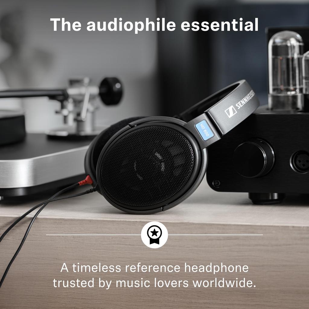 Sennheiser HD 600 Wired Headphones dynamic wired headphones for featuring a wide soundstage and high ideal for music with a metal mesh black –