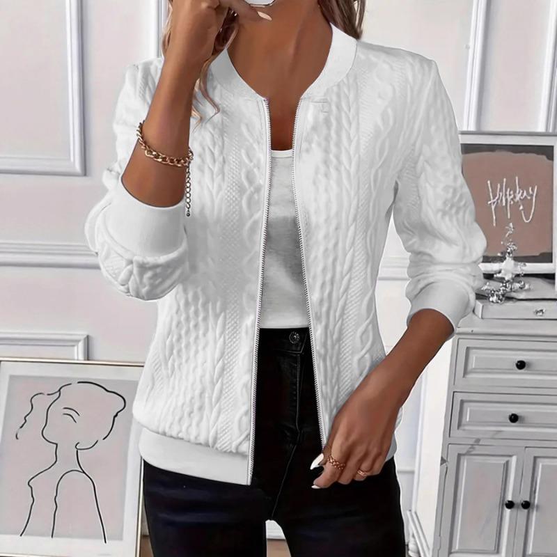 Veste Manteau Femme Couleur Unie Manches Longues Fermeture Éclair
