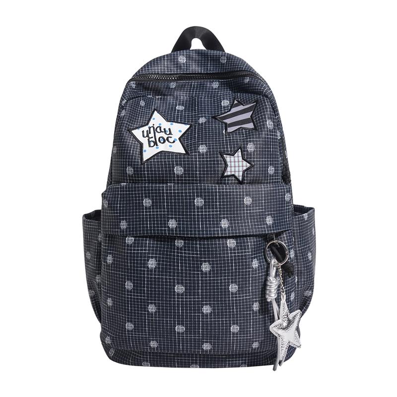 Dot Plaid Women s Backpack Large Capacity Student Schoolbag Small