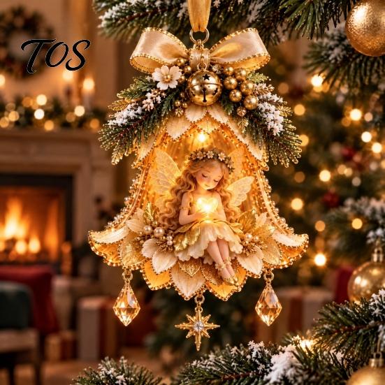 Colorful Elf Pendants for Christmas Fairy Bell Ornament, 2D Flat Flower Hanging Small Festive Gift Birthday Decoration, Acrylic Xmas Tree Pendant