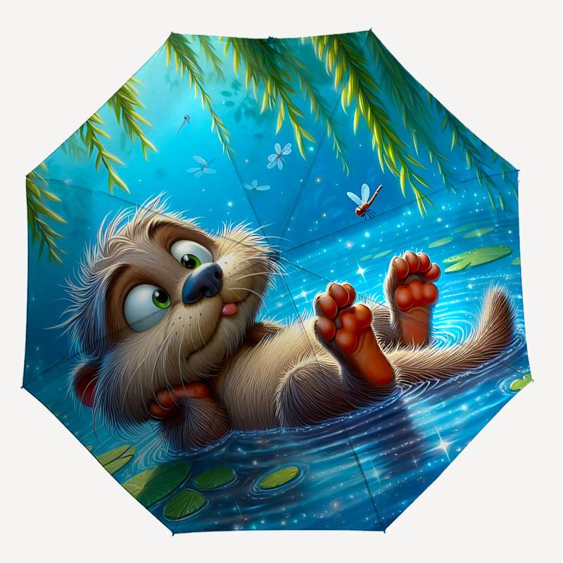 1PC otter waterUmbrella-8-Rib Reinforced, Automatic Open, Lightweight & Durable, Cute Fashion Accessory for Outdoor-P143