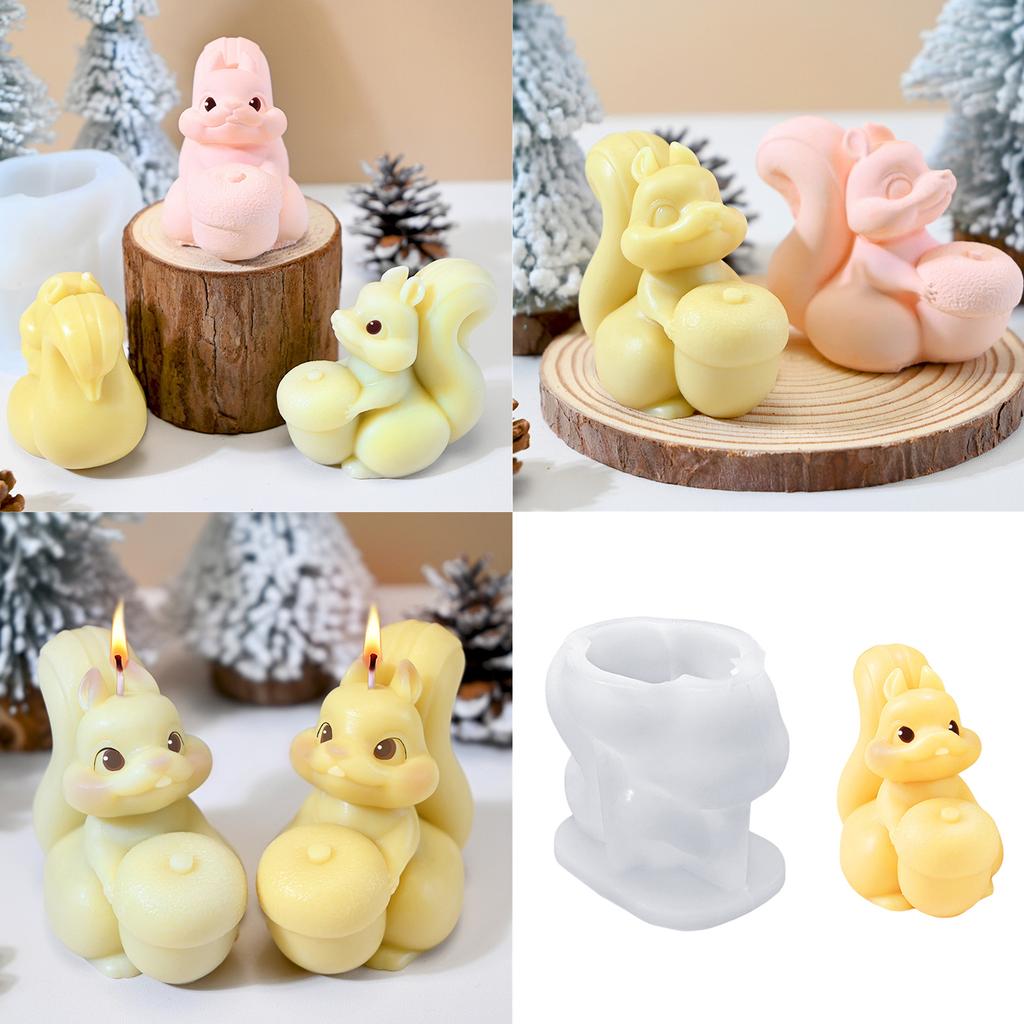 Silicone Molds Animal Candle Molds 3D Squirrel Casting Molds Baking Molds Craft Supply Plasters Molds for Candle Making