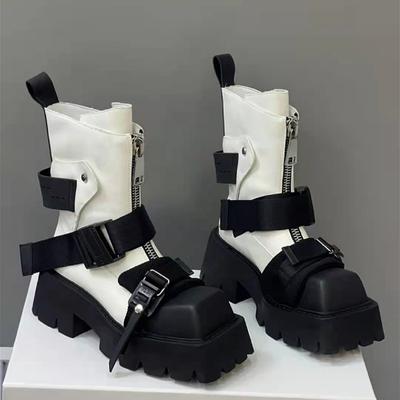 Fashion 2024 New Boots Women Thick Bottom Zipper Designer Shoes for Women Fashion Belt Buckle Short Botines Autumn Winter Ankle Boots