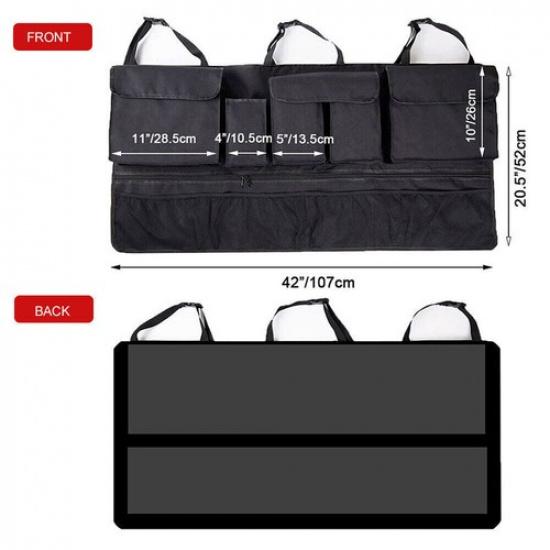 Car Accessories Seat Back Storage Hanging Bag Cargo Net Pocket Organizer Black