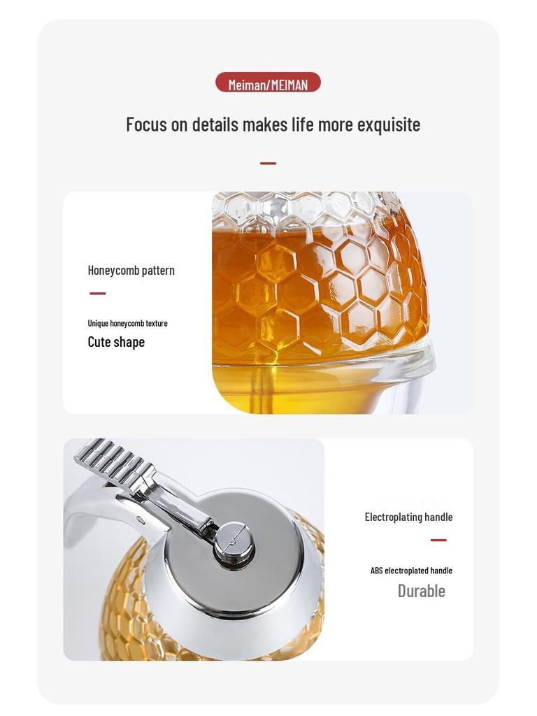 Innowacyjny Hermetyczny Szklany Dozownik Miodu i Syropu z Lejkiem i Podstawką