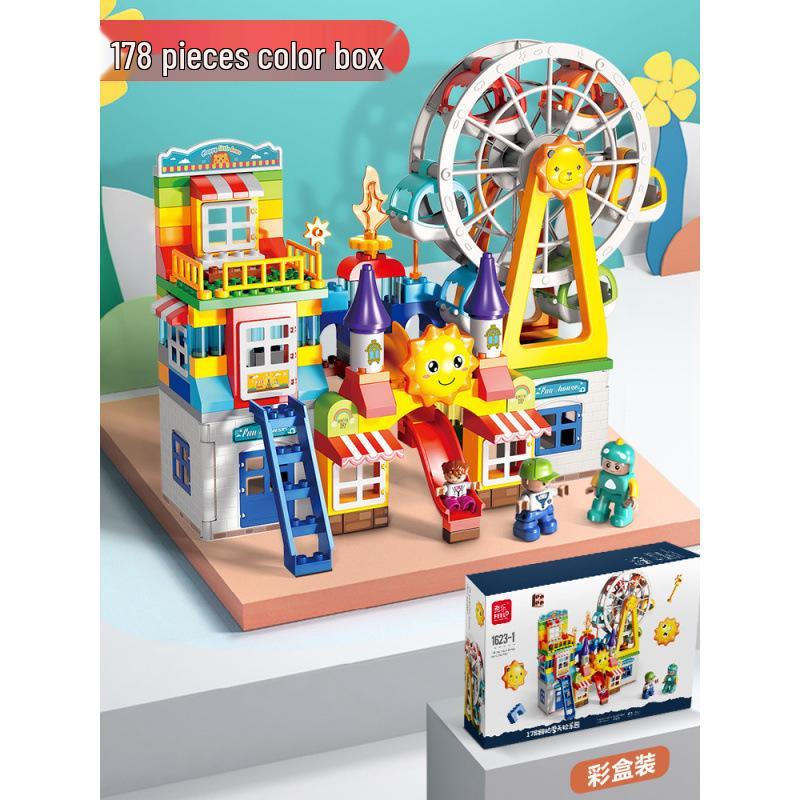 Набор строительных блоков «Колесо обозрения Feile»: Образовательная ветряная мельница, Парк аттракционов, Замок и Детская площадка