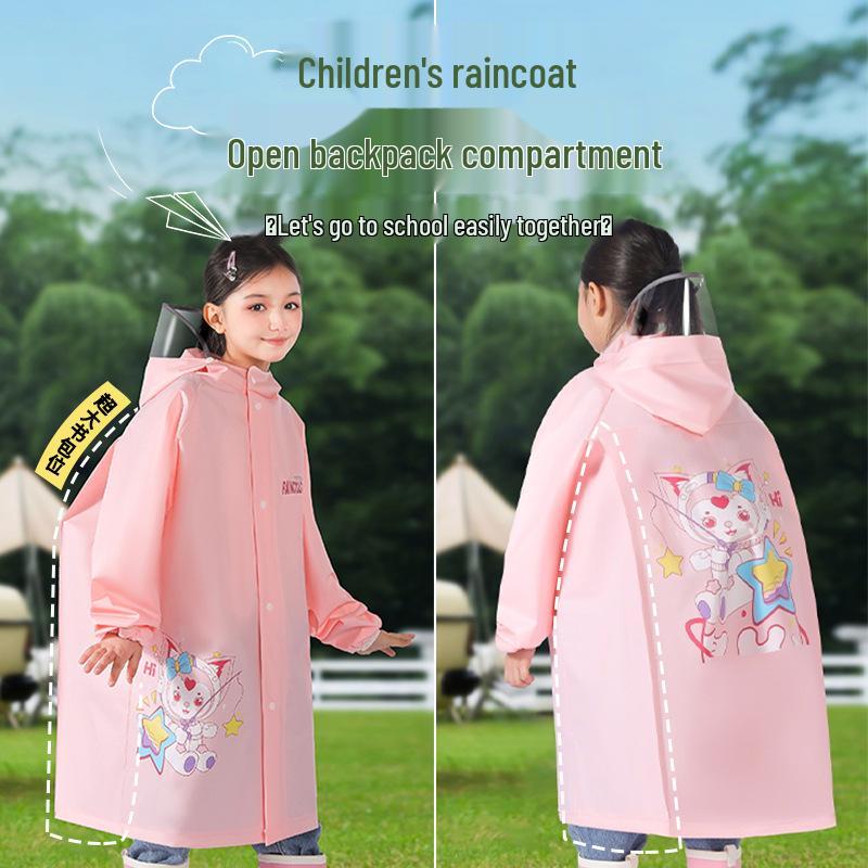 Kids' Stormproof Raincoat with Backpack Space - One-Piece Full-Body Poncho for Primary School Students
