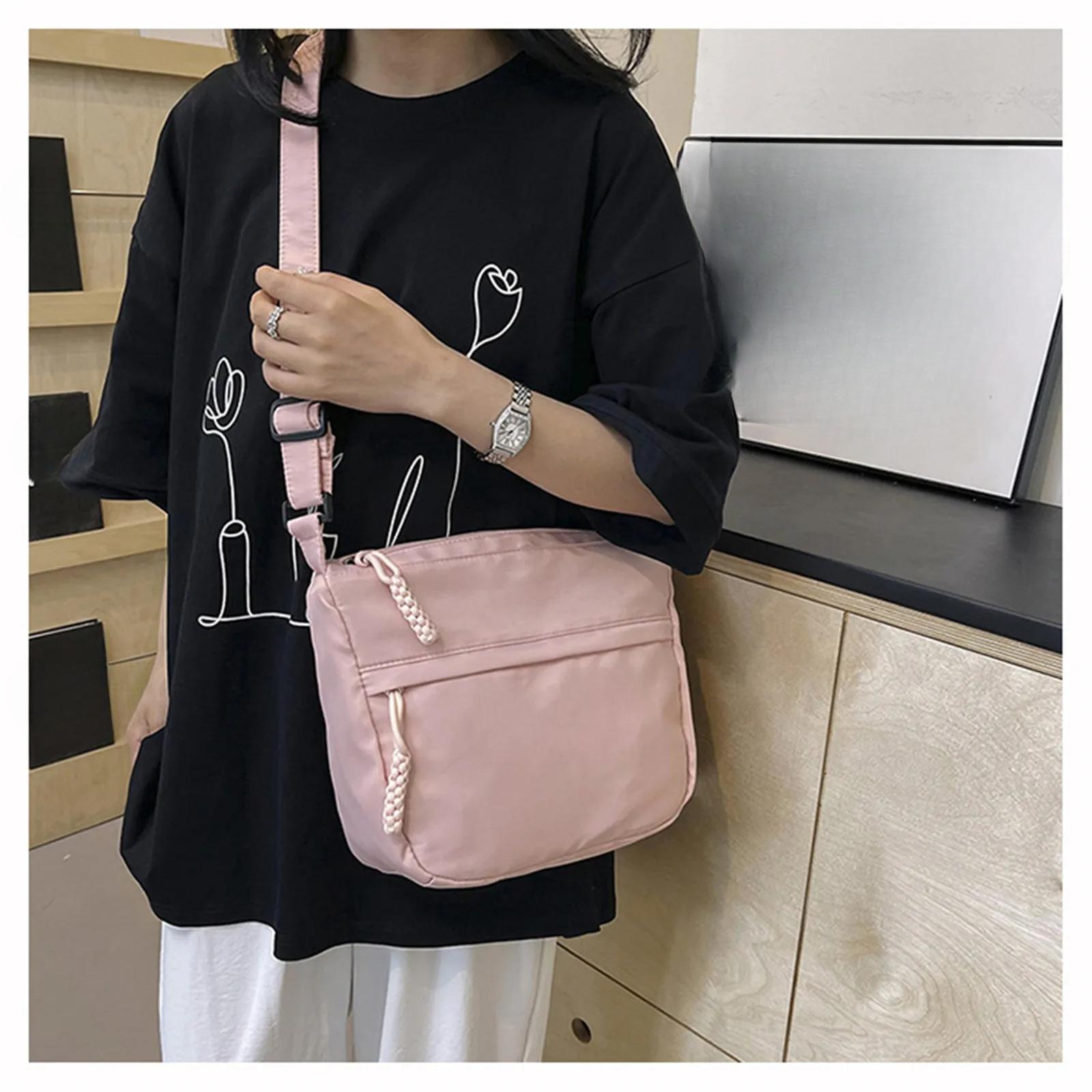 

Повседневная сумка через плечо для женщин, мужчин, студентов, модная, для поездок на работу, большая вместимость, одна сумка через плечо, корейская сумка через подмышку розовый