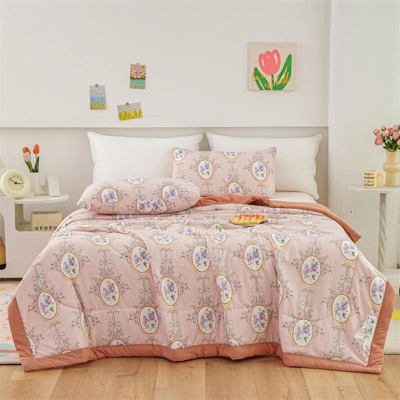 Plapumă elegantă de vară cu model floral, 100% bumbac, respirabilă, cu aer condiționat, pentru camping și călătorii, subțire