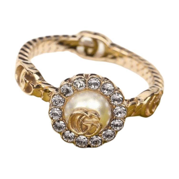 GUCCI GG Marmont Metal, Pearl Rings Unisex Gold 702585I98758623