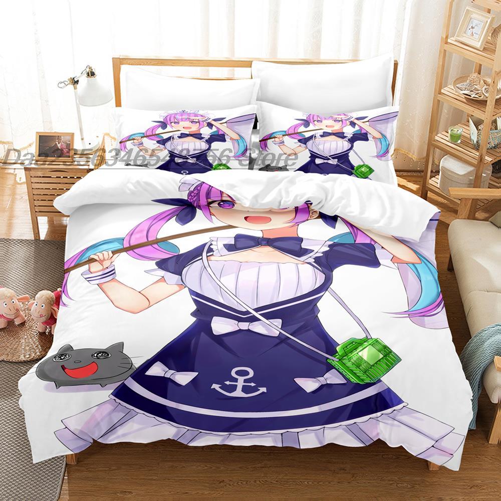 3D Print Anime Kawaii Girls Minato Aqua Bedding Set Single Twin Full Queen King Size Bed Set Adult Kid Bedroom Duvet cover Sets