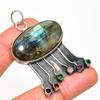 Natural Labradorite, Diopside 925 Sterling Silver Jewelry Pendant 2.36" AP-14093