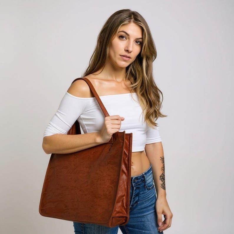 

Leather Vintage Gypsy Bag | Boho Tote Shoulder Bag for Women | Handmade Top Handle Purse | Rustic Leather Bag Gift for Her 16 x 12 x 5 in
