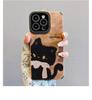 Autumn and winter leather pattern Apple 11promax new mobile phone case 11 cute black cat iphone11pro protective case 11