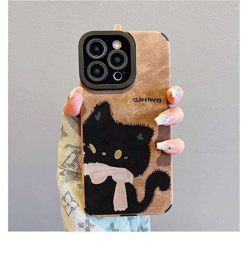 Autumn and winter leather pattern Apple 11promax new mobile phone case 11 cute black cat iphone11pro protective case 11