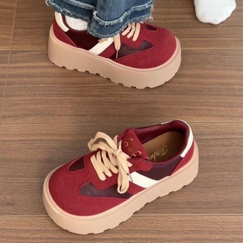 Retro single shoes autumn new thick-soled muffin shoes small height-increasing board shoes women's trend