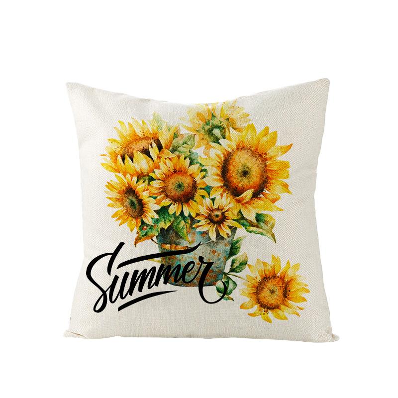 Nordic Summer Lemon Sunflower Polyester Cushion Cover Office Sofa Cushion Cover Home