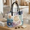  Boho Sun Moon Print Tote Bag Casual Large Capacity Shoulder Handbag for Daily Use