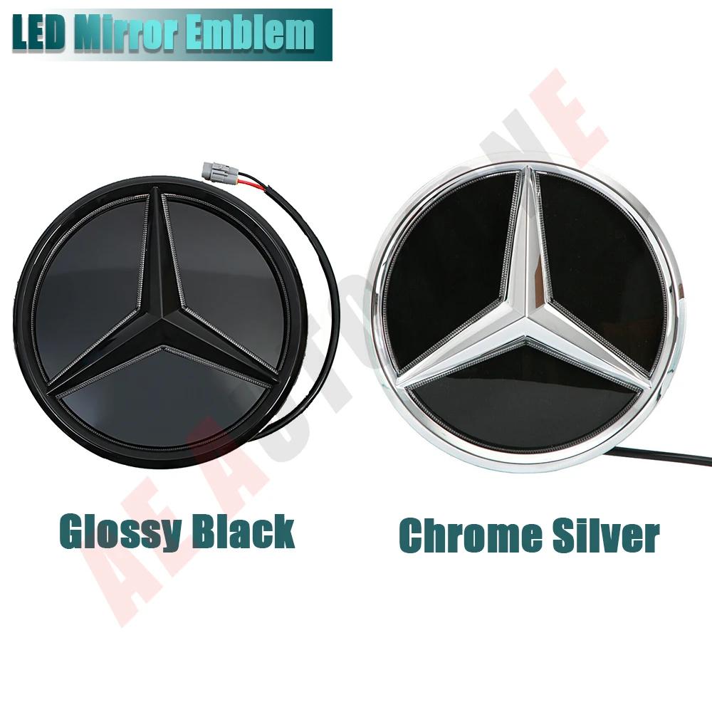 Bilklistermärke För Mercedes Benz GLC X253 GLE W167 GLS X167 V W447 Silverkant Nyaste 3D Och Svart Kant LED Spegel Grill Stjärna