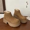 Firkantet hæl Ankel Snøstøvler Vinter Rund Tå Damesko på Salg 2024 Høy Kvalitet Høy Hæl Ensfarget Søm Dame Støvler