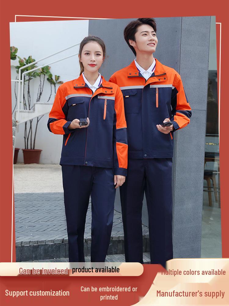 Men's Dirt-Resistant Reflective Workwear Set - Long Sleeve, Wear-Resistant for Autumn/Winter.