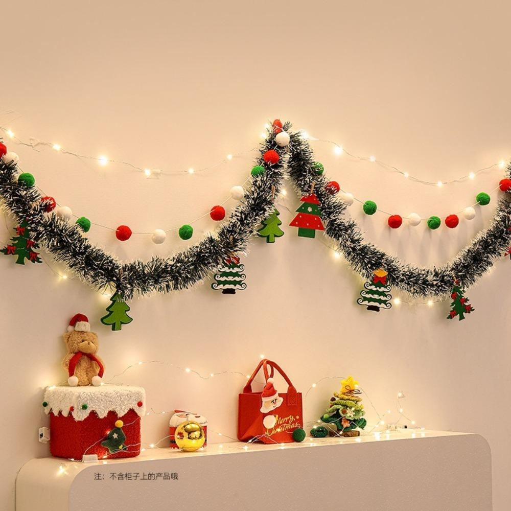Seasonal Decor Felt Christmas Banner Decorated DIY Handmade Christmas Pendant Furry Balls Xmas Pendant Home Room