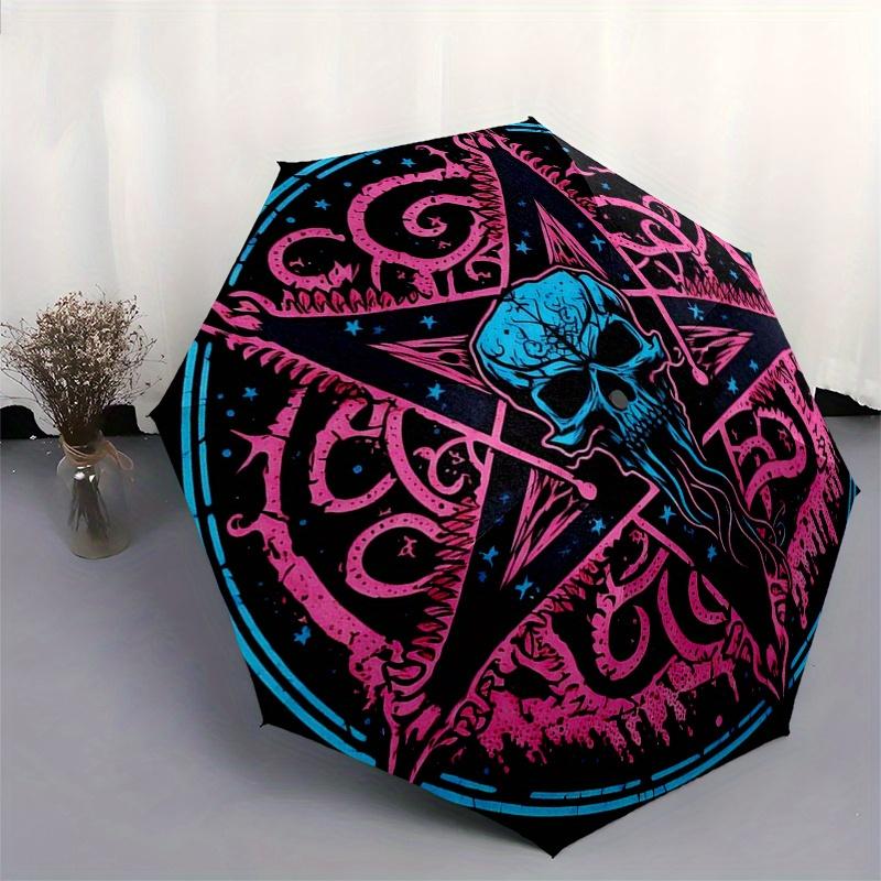 Psychedelic Skull Pentagram Wall HangingUmbrella, Portable 3-Fold Umbrella for Men & Women,Christmas Gift ES198