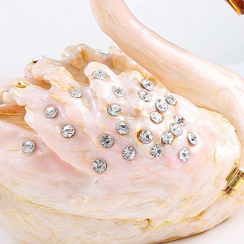 Lussuosa Scatola Portagioie a Forma di Cigno in Oro Rosa con Scomparti Multipli, Regalo Perfetto per Matrimonio o Anniversario