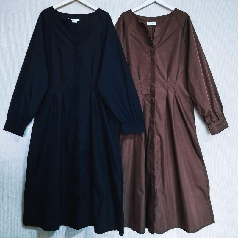 

Trade Orders Exported to Japan Tail Goods round Neck Hidden Hook Open Waist Hugging Stylish Long sleeve Long Dress Women Solid Tall Spring and Autumn Brown slight flaw LL