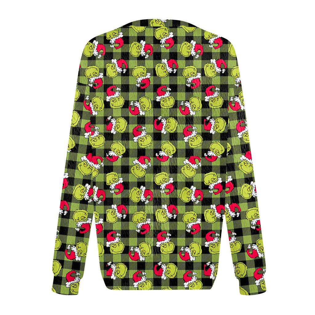 Women's Fashion Round Neck Pullover Top Long Sleeve Tee Christmas Printed Sweatshirt