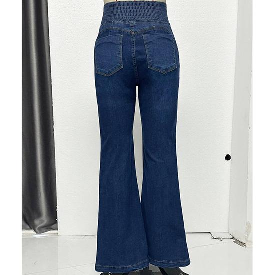 European and American Elastic Waistband, High Waistband, Elastic Slim Fit, Slightly Flared Pants, Hip Lifting Denim Pants