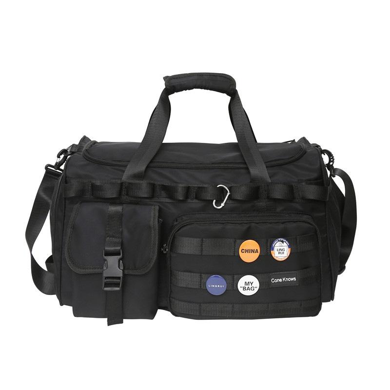 

Korean Style Fashion Travel Bag Large Capacity Badge Crossbody Swimming Gym Bag Men and Women Wet Dry Sports Storage Bag one size fits all чёрный