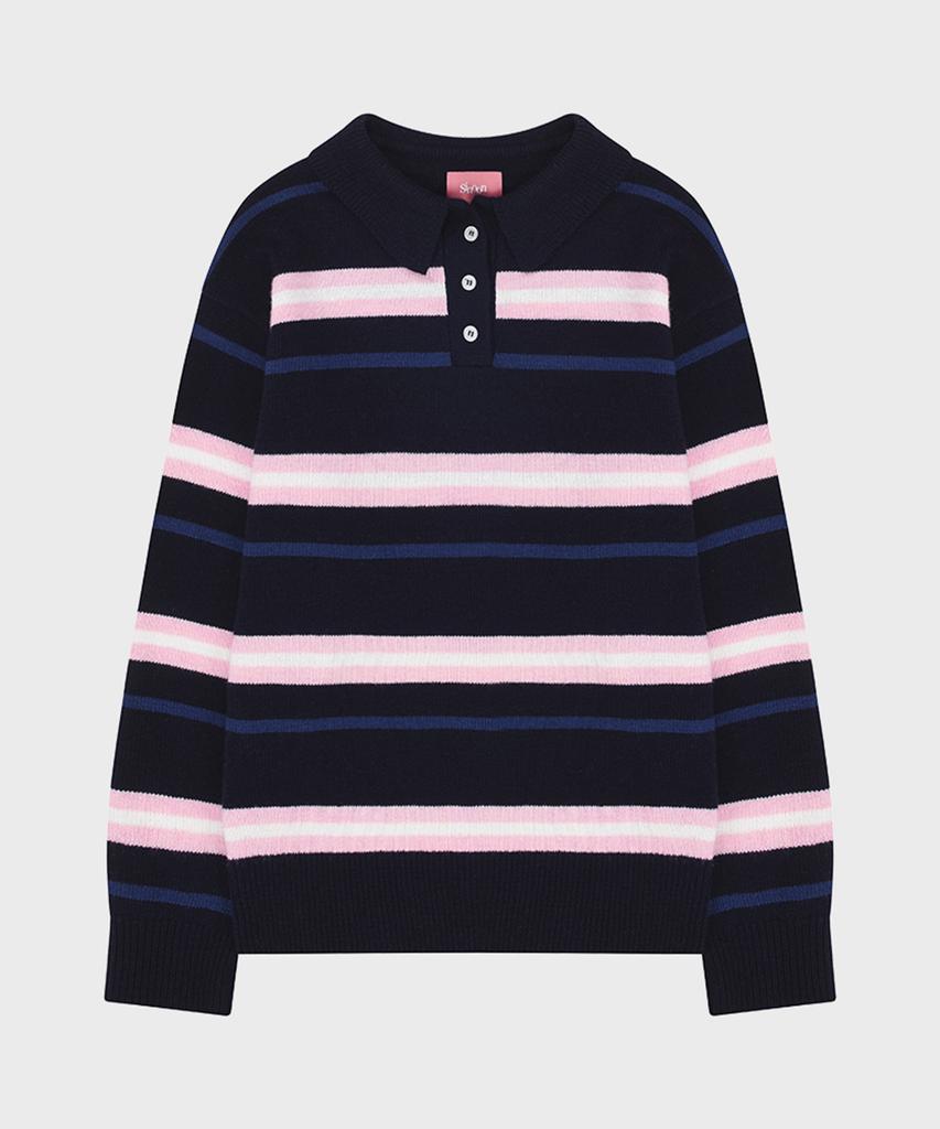 SINOON Sinoon Striped Polo Knit (Navy)